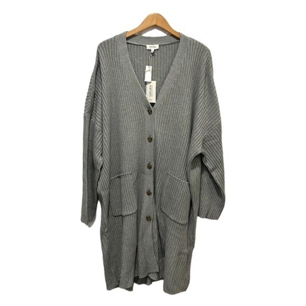 Haven Well Within gray cotton V Neck button down cardigan size XXL NWT